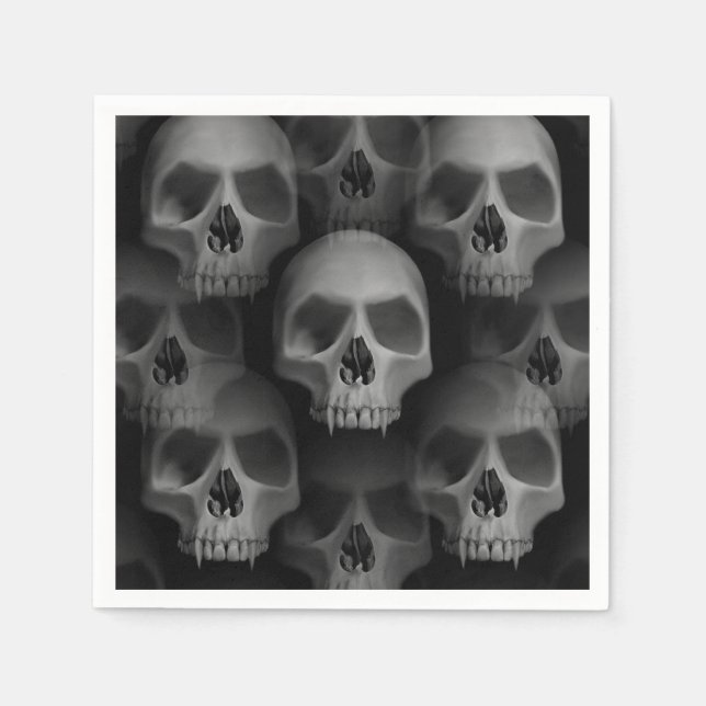 Serviettes En Papier Fête d'Halloween | crâne effrayant (Devant)