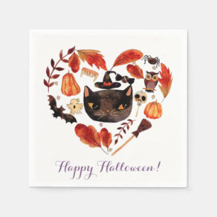 Serviettes En Papier Fête d'Halloween d'automne à l'aquarelle Mignonne