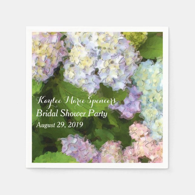 Serviettes En Papier Fêtes des mariées Mariages Hydrangeas (Devant)