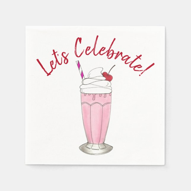 Serviettes En Papier Fêtons la fête Anniversaire Crème de glace Milksha (Devant)