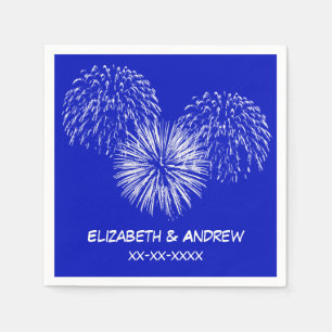 Serviettes En Papier Feu d'artifice, Arrière - plan Royal Blue, Nom Mon