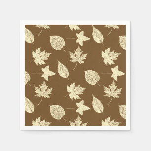 Serviettes En Papier Feuille d'automne - beige et chocolat