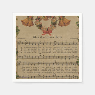 Serviettes En Papier Feuille de musique vintage de chant de Noël