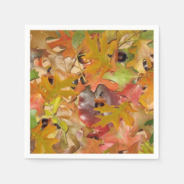 Serviettes En Papier Feuilles automnales et Acorns (Devant)