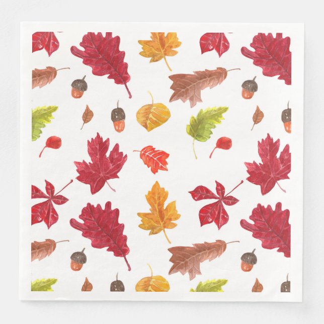 Serviettes En Papier Feuilles d'automne motif (Devant)