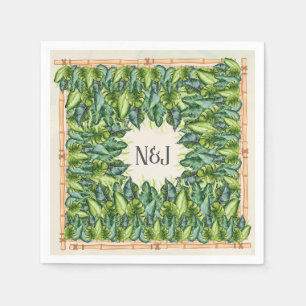 Serviettes En Papier Feuilles de Jungle Tropicale et Bambou Mariage Bot