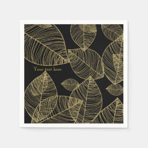 Serviettes En Papier Feuilles d'or sur une fête de mariage élégante noi