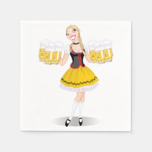 Serviettes En Papier Fille blonde de bière humoristique d'Oktoberfest