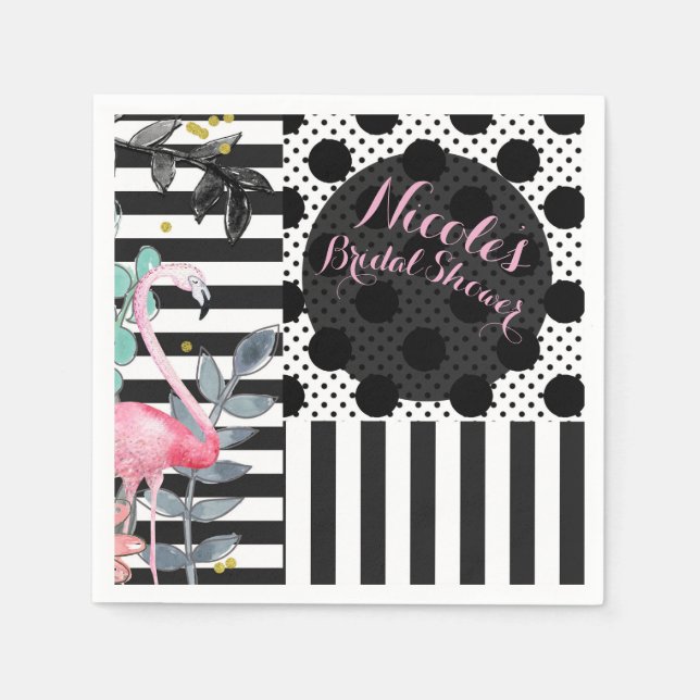 Serviettes En Papier Flamingo Rose Polka Danse Fun Fête d'Été (Devant)