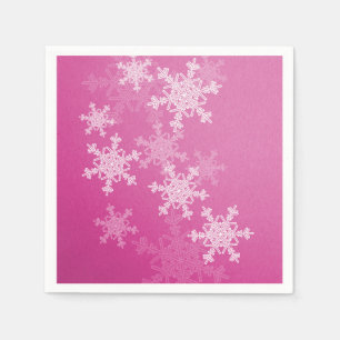 Serviettes En Papier Flammes de neige blanches roses Noël minimaliste