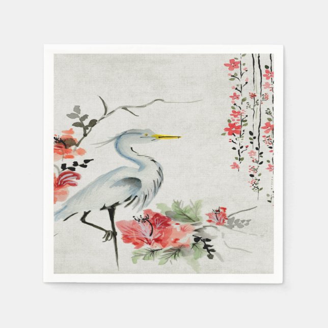 serviettes en papier fleur de grue asiatique (Devant)