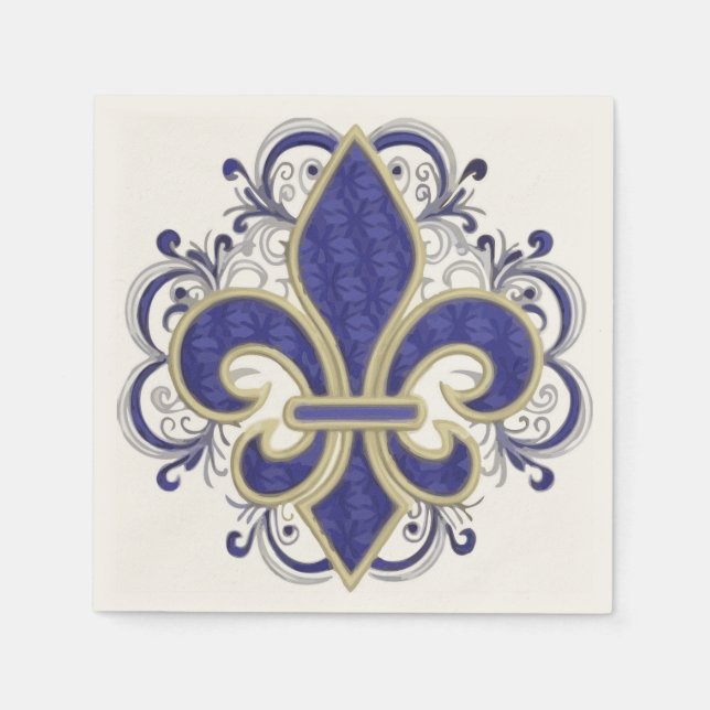 Serviettes En Papier Fleur de Lis Floral Vintage (Devant)