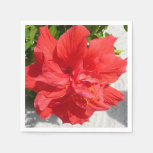 Serviettes En Papier Fleur double hibiscus rouge