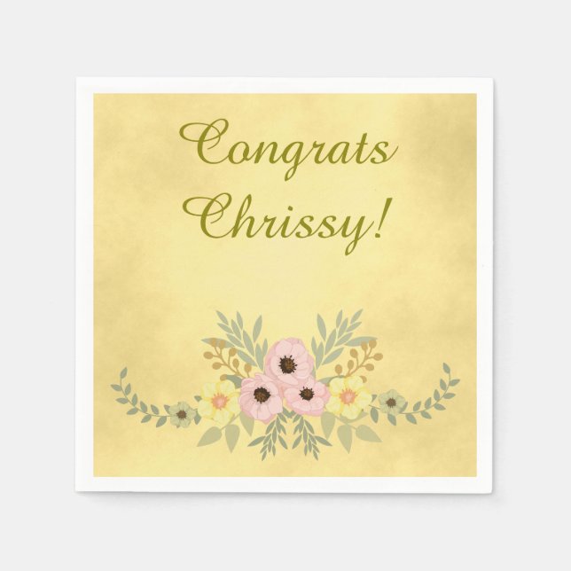 Serviettes En Papier Fleur Félicitations (Devant)