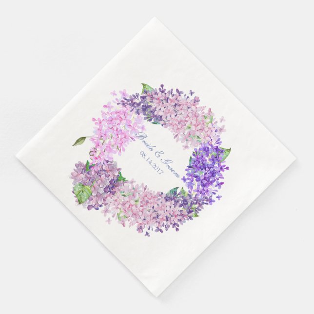 Serviettes En Papier Fleur Lilac de printemps Mariage floral (Coin)