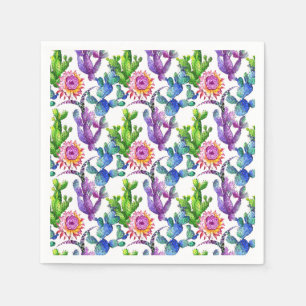 Serviettes En Papier Fleur sauvage aquarelle Cactus Motif