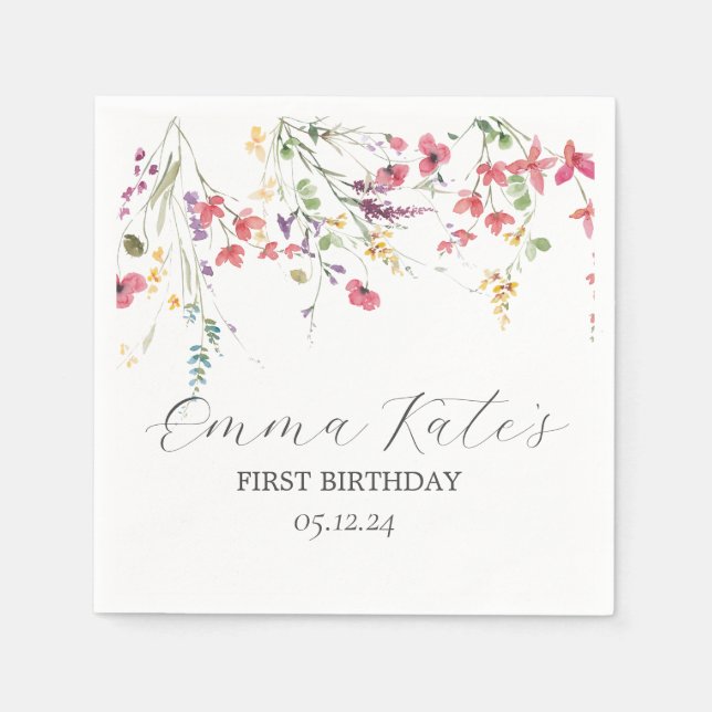 serviettes en papier fleur sauvage, serviettes mod (Devant)