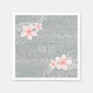 Serviettes En Papier Fleur tropicale de Plumeria gris rose fête d'été