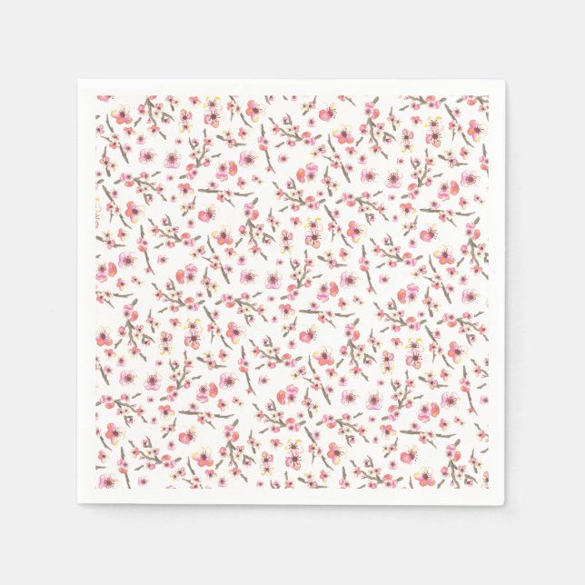 Serviettes En Papier Fleurs de fleurs de cerisier rose (Devant)