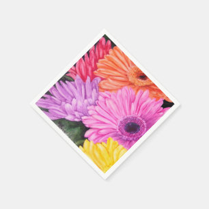 SERVIETTES EN PAPIER FLEURS DE PAPIER GERBER BRILLANTES NAPKINS