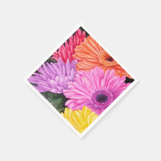 SERVIETTES EN PAPIER FLEURS DE PAPIER GERBER BRILLANTES NAPKINS (Coin)