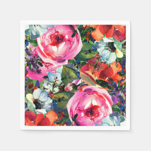 Serviettes En Papier Fleurs florales modernes vintage aquarelle brillan