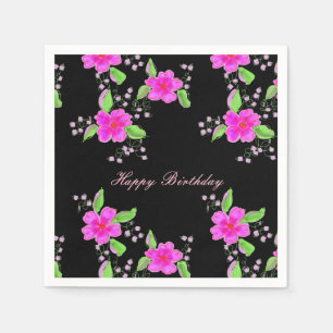 Serviettes En Papier Fleurs rose vif