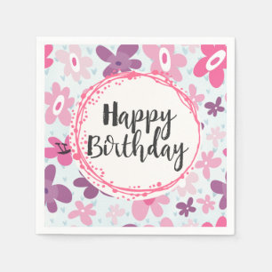 Serviettes En Papier Fleurs roses mignonnes Motif Whimsical Anniversair