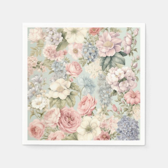 Serviettes en papier fleurs vintage (Devant)