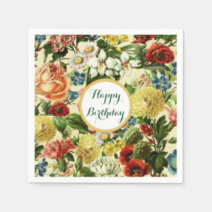 Serviettes En Papier Fleurs vintages monogramme pays floral