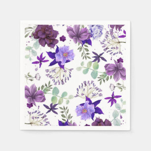 Serviettes En Papier Fleurs violettes et violettes de prune Fête élégan