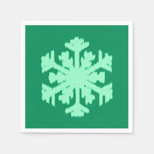 Serviettes En Papier Flocon de neige Ikat - Vert pin et menthe
