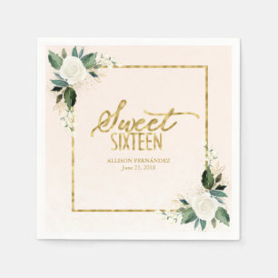 Serviettes en papier floral à motif feuille d'or r