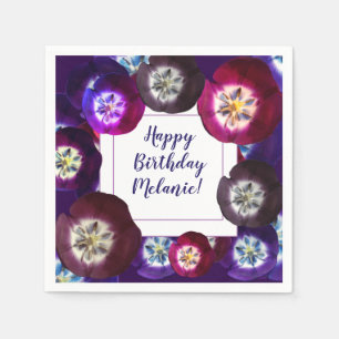 Serviettes en papier floral d'anniversaire personn