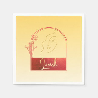 Serviettes en papier floral or jaune pastel