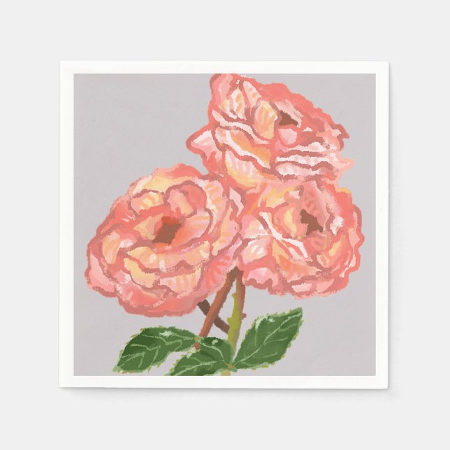 Serviettes en papier floral rose et corail (Devant)