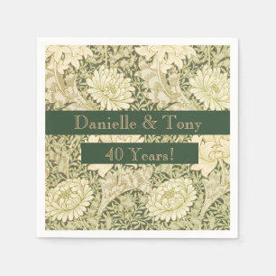 Serviettes en papier florales pour 40e anniversair