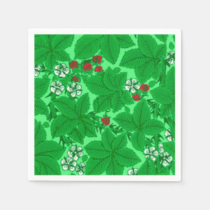 Serviettes En Papier Fraises et Feuilles Art Nouveau, Lime Green