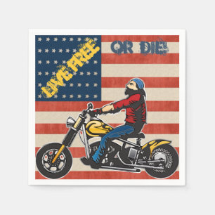 Serviettes En Papier Freedom Rider Biker sur le drapeau américain