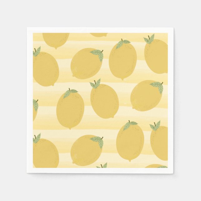 Serviettes En Papier Fruit d'été Fruit jaune citron Aquarelle Fête (Devant)