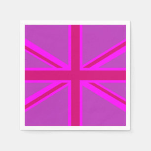 Serviettes En Papier Fushia Union Jack rose chaud