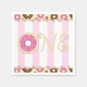 Serviettes En Papier Gâteaux Donuts saupoudrés rose marron pour fête d'