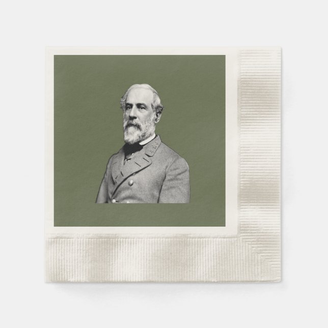 Serviettes En Papier Général ⚔️ 🎩 Robert E. Lee Army Green (Devant)