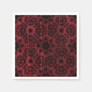 Serviettes En Papier Géométrique grunge gothique rouge foncé et noir