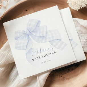 Serviettes en papier Gingham Bleu pour Baby Shower
