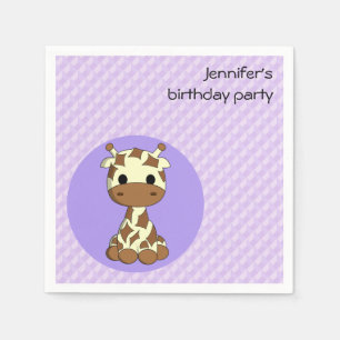Serviettes En Papier Girafe kawaii dessin animé filles nom anniversaire