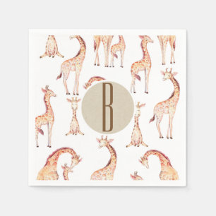 Serviettes En Papier Girafes Tannées Lettre Initiale Monogramme Baby Sh