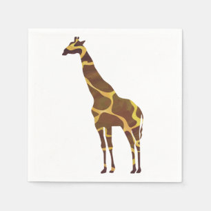 Serviettes En Papier Giraffe Brown et jaune Silhouette