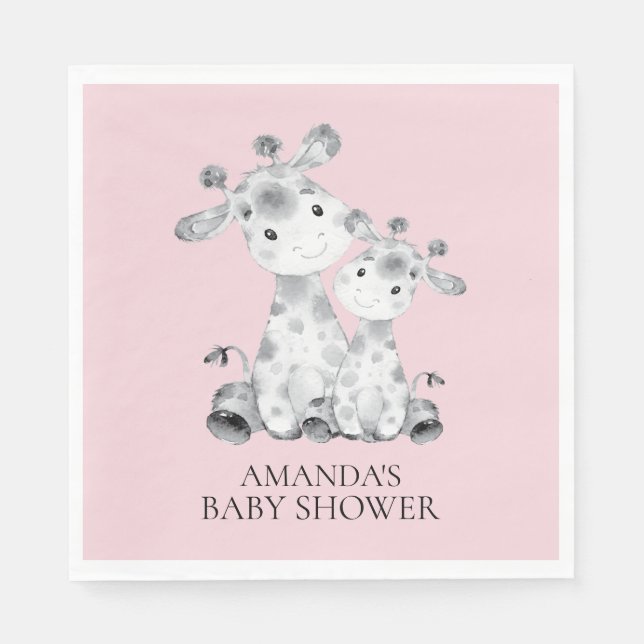 Serviettes En Papier Giraffe Girls Baby shower Papier Naples (Devant)