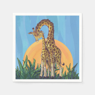 Serviettes En Papier Giraffe maman et bébé